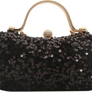 Stunning Sequin Evening Purse - Compact Clutch with Rhinestones, Versatile Style